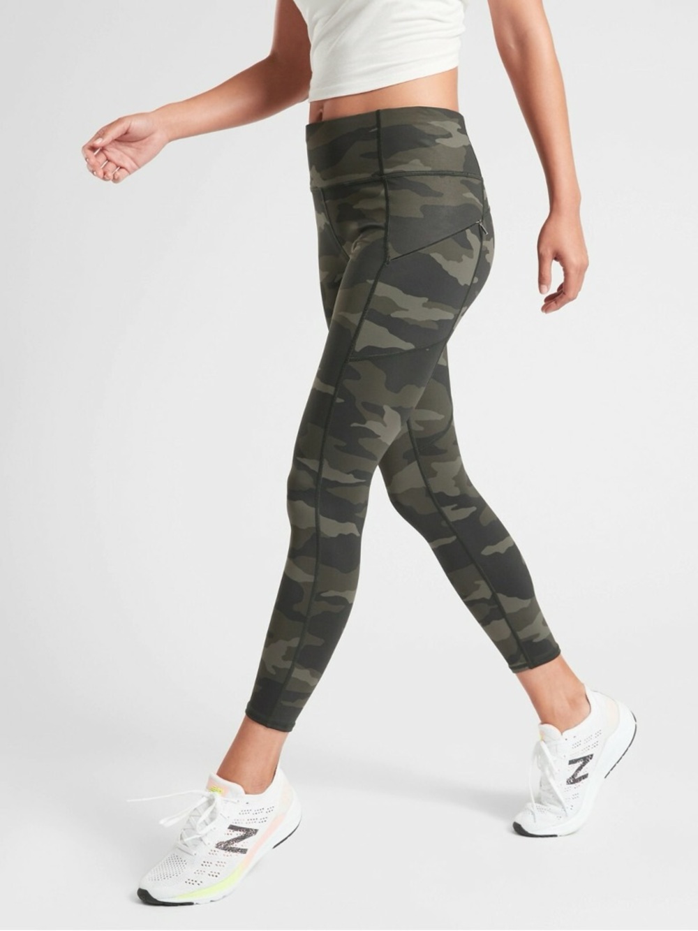 Athleta Camo Contender 7/8 High-Rise Active Leggings - Olive Green